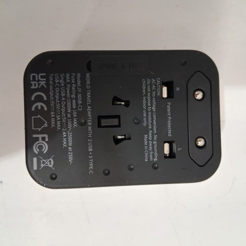 VINTAR UNIVERSAL/INTERNATIONAL TRAVEL ADAPTER - 1000W - 2500W - BLACK - (MODEL: JY-305B-C3) image 4