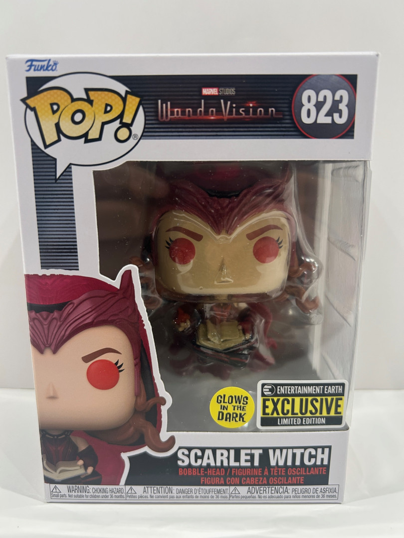 Funko pop! **glow in the dark**earth exclusive** Marvel studios wanda vision scarlet witch bobble head (#823) image 3