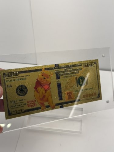 WINNIE THE POOH GOLD NOTE 10000 IN ARCYLIC DISPLAY STAND image 3