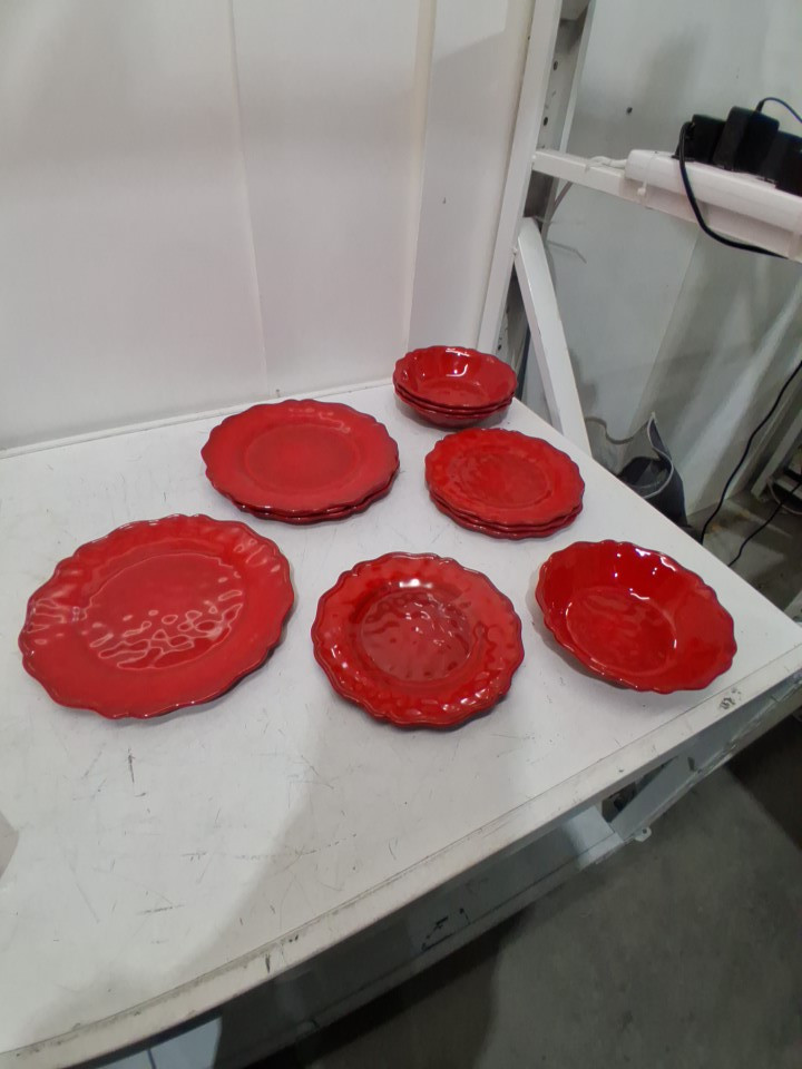 12PC Certified International Melamine Dinner Set - 4 Dinner plates 11" - 4 Salad plates 9" - 4 Bowls 8.3" - Red Crackle (Model: 31540rm) image 6