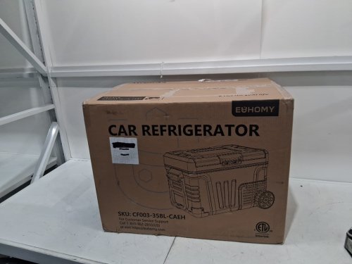 EUHOMY PORTABLE CAR REFRIGERATOR WITH WHEELS - 12V, 35L CAPACITY - BLACK (MODEL: CF003-35BL-caeh) image 2