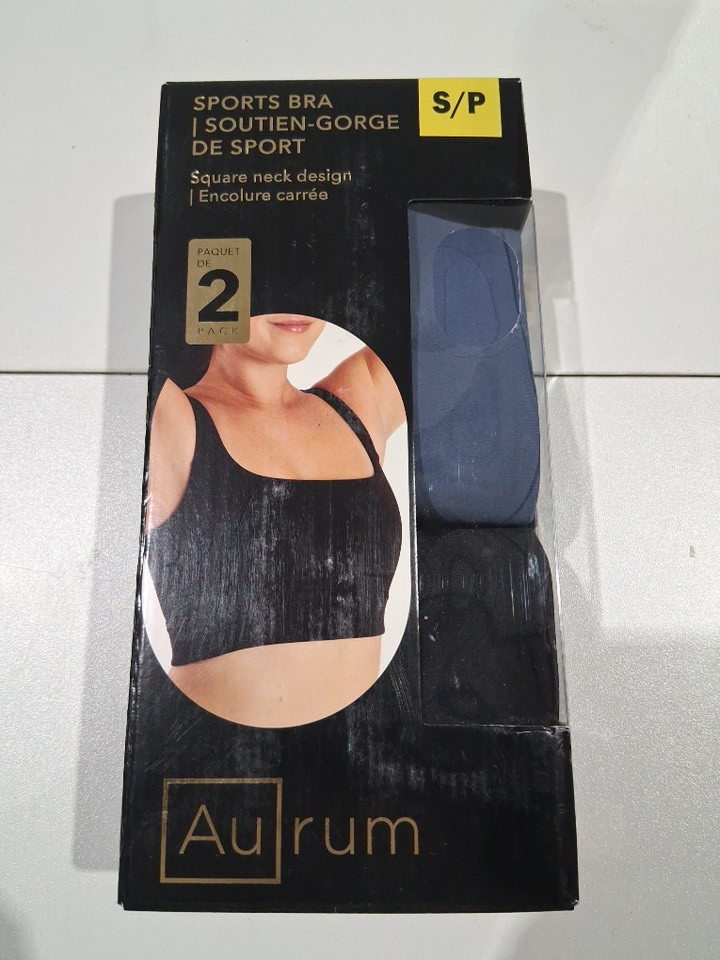 2pk women's aurum square neck moisture wicking performance sport bra - small - black/grey - (style: 1991311) image 3