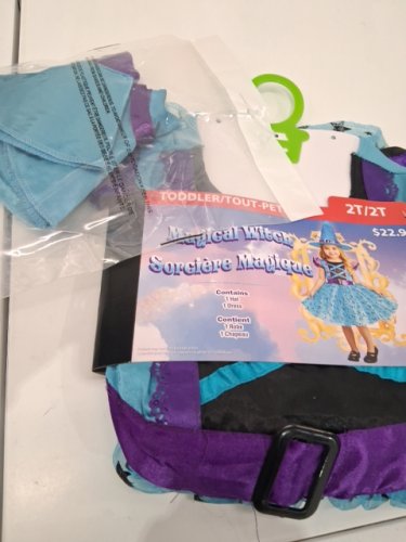 2PC TODDLER MAGICAL WITCH COSTUME DRESS AND HAT - 2T - BLUE/PURPLE image 2