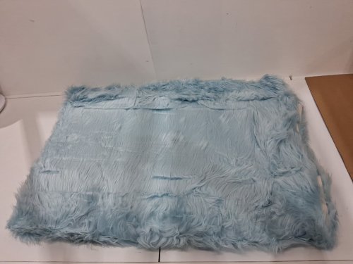 SILHOUETTE HOME DECO RECTANGULAR  WASHABLE FAUX FUR FLUFFY AREA RUG CARPET - 6FT X 4FT - BABY BLUE image 4