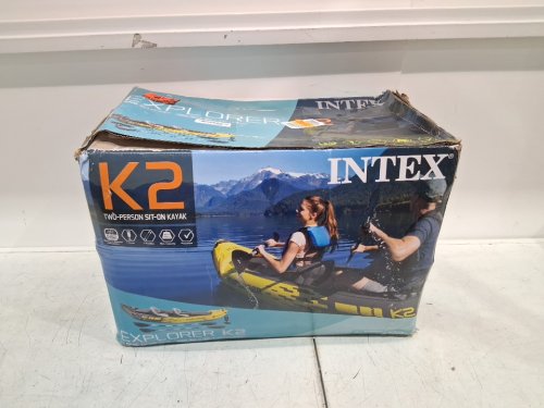INTEX EXPLORER K2 2-PERSON INFLATABLE KAYAK SET WITH ALUMINUM OARS & PUMP - YELLOW (MODEL: 68307EP) image 3