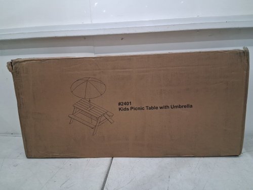 Kids Picnic Table WITH UMBRELLA - 37" X 35" X 20" - GREY/WHITE (MODEL: 2401 ) image 2
