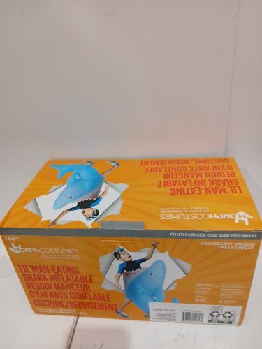 kid's Morph Shark Costume - lil man eating shARK INFLATABLE - OSFM - BLUE image 2
