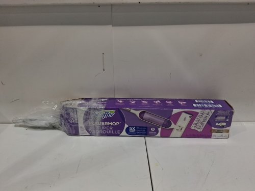 SWIFFER POWERMOP MULTI-SURFACE MOP KIT WITH 2 MOPPING PAD REFILLS, 1 FLOOR CLEANING SOLUTION WITH FRESH SCENT AND 2 BATTERIES - PURPLE AND WHITE image 2