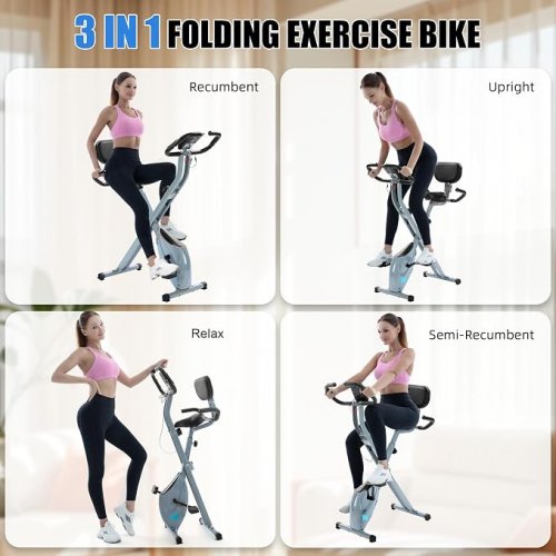 BARWING 3-in-1 Stationary EXERCISE BIKE connect to app - foldable - 350lb capacity - grey (MODEL: BW-FNBM01) image 4