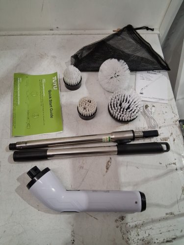 tuyu cordless electric spinning scrubber brush with brush head attachments - white (model: ks-2640c) image 3