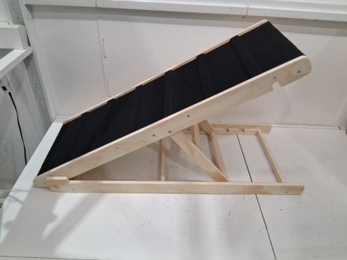 adorabby foldable/collapsible portable adjustable non-slip wooden dog/pet ramp stairs - 250lb capacity - 14" x 39.4" - natural wood/black (Model: ‎glt-02) image 5