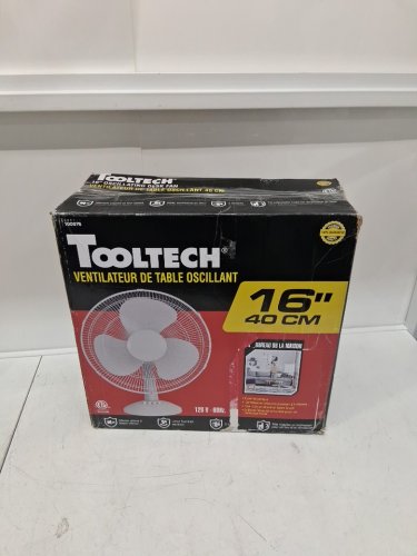 TOOLTECH 3-SPEED INDOOR OSCILLATING DESK FAN - 16" - WHITE (MODEL: 100076) image 2