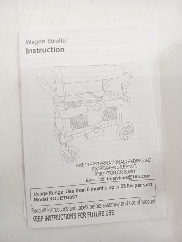 YMCLUB DOUBLE WAGON STROLLER WITH CANOPY - 350 LBS CAPACITY - GREY (ITEM: ETD067GR) image 5