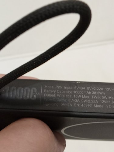 Wireless Portable Magnetic Power Bank - 10,000mAh - Black - (Model: P25) image 4