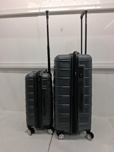 2pc Samsonite Omni 2 Hardside Expandable Spinner Luggage suitcase with telescopic handles - 22" & 24" - Solid Charcoal grey (model: 138449-3386) image 4