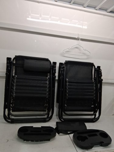 2pk paylesshere adjustable zero gravity lounge chair with cupholder - 20" seat - black - (model: dc-h096-black) image 7