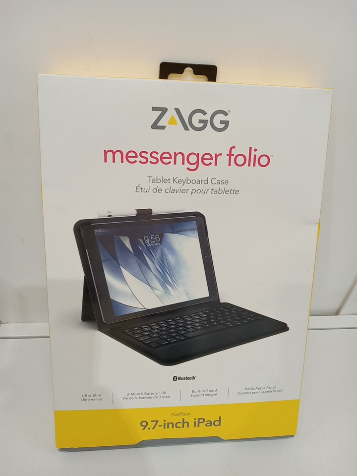 zagg messenger folio bluetooth laptop style keyboard case for iPad 9.7" - black image 2