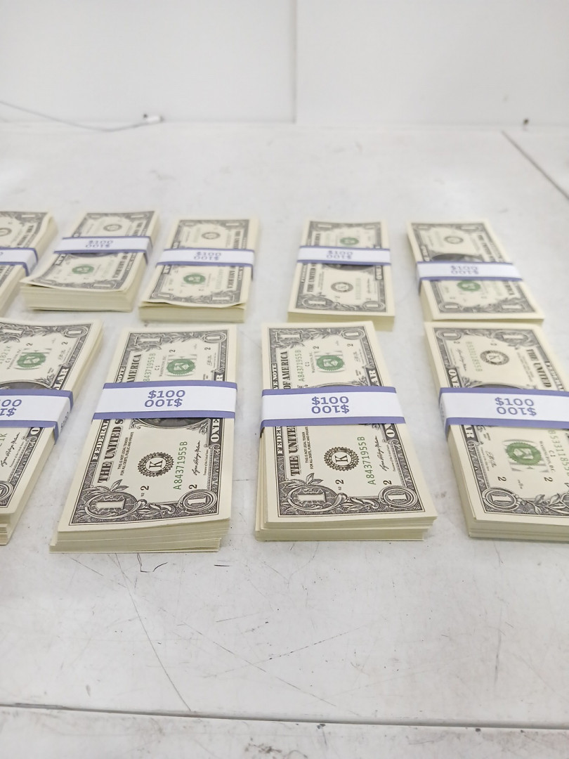 12 (100PK) *PROP MONEY* THE UNITED STATES OF AMERICA FEDERAL RESERVE NOTES - ONE DOLLAR BILLS (1200 TOTAL) image 5
