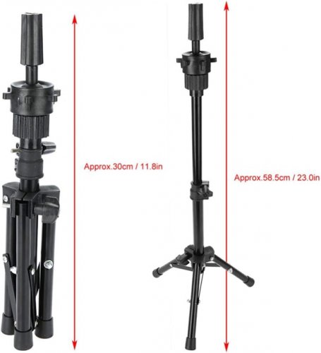Adjustable Mannequin Head / wig holder - 11.8"-23" - black image 2