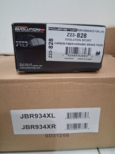PowerStop Rear Brake Carbon Fiber Ceramic Brake Pads & Drilled/Slotted Rotors For 2000-2004 Toyota Avalon - GREY/BLACK (model: KC2322 / Z23-828 / JBR934XL / JBR934XR) image 6