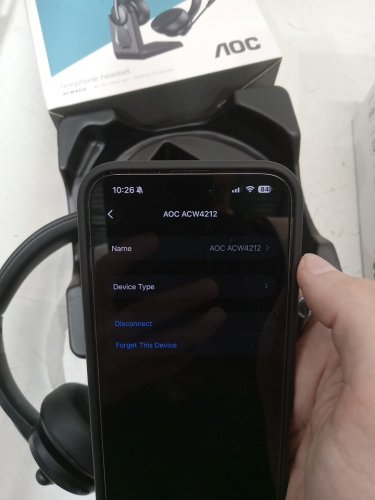 aoc Wireless bluetooth Headset with Noise Cancelling Mic and charging stand - black (model: acw4212) image 3