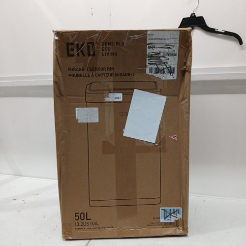 EKO stainless steel Mirage-T Touchless Rectangular Motion Sensor Trash Can - 50l - silver/black (model: EK9278TBMT-50L) image 2