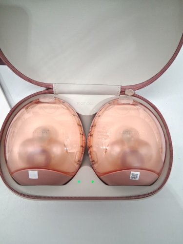 momcozy  Air 1 Ultra-Slim Hands-Free Wearable Breast Pump with wireless charging Case - cozy red  (model: air 1) image 9