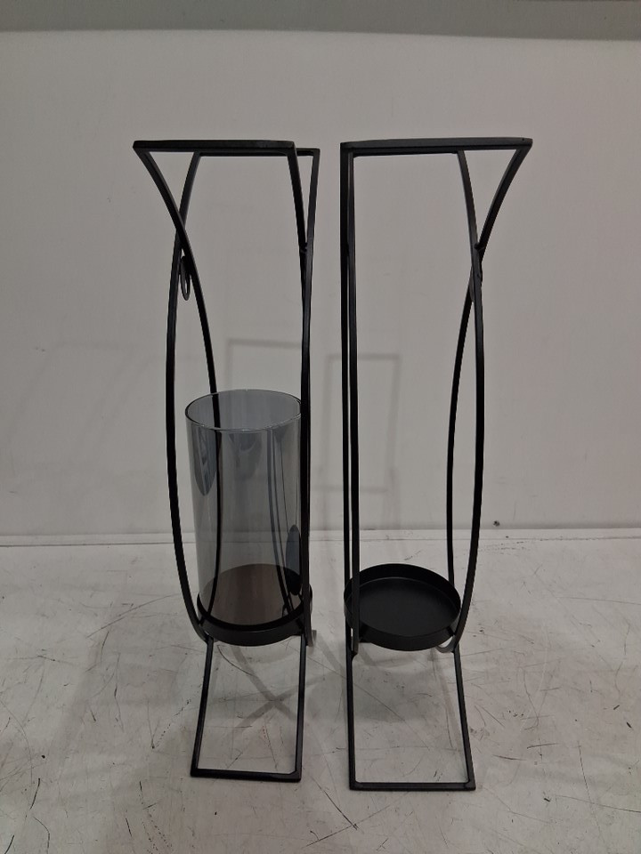 2PK Walasis Wall Mounted Black Metal Candle Sconces - 2.4" x 4.9" x 13" - Black image 4