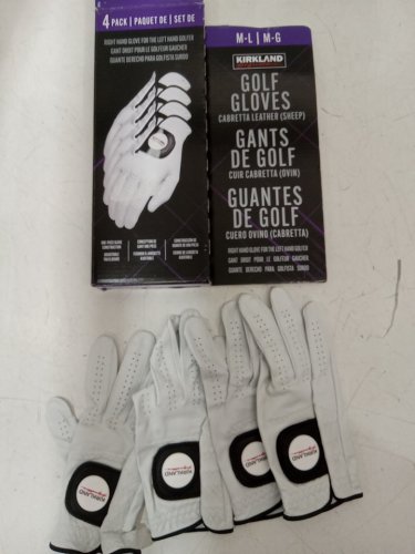 4PK Kirkland Signature Premium Cabretta Leather Golf Gloves - right Hand - medium/large - White (Model: 1819560) image 2