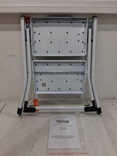 Ergonomic Folding Steel Step Stool with Wide Anti-Slip Pedal - 2-Step 330lbs Capacity - black/white (model: wk2031) image 4