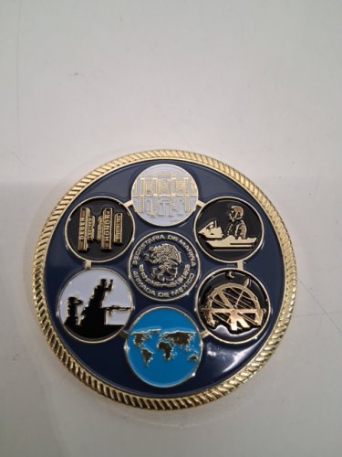 military challenge coin "Secretaría de Marina Armada de México" (Mexican Navy) - 2" - blue enamel fill and gold-plated image 3