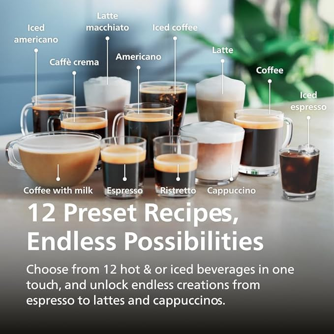 PHILIPS SERIES 4400 LATTEGO ESPRESSO/COFFEE MAKER MACHINE WITH MILK FROTHER and BUILT-IN COFFEE GRINDER - 120V - BLACK/CHROME (MODEL: EP4444) image 2