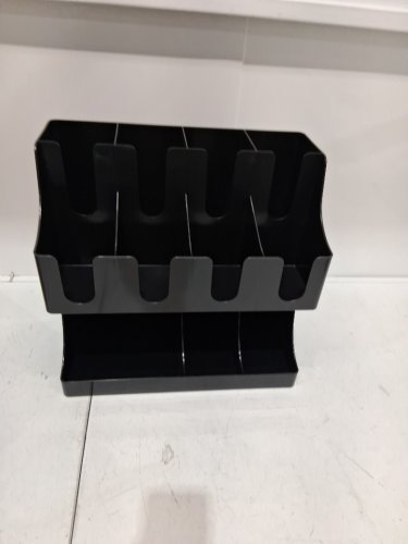 11 compartments upright breakroom coffee condiment and cup storage organizer - black image 3