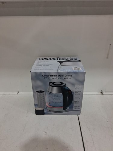 chefman dual-glass cool touch digital kettle with tea infuser - 1500w - 1.7L - stainless steel/black (model: rj11-17-cti-dg/1992747) image 2