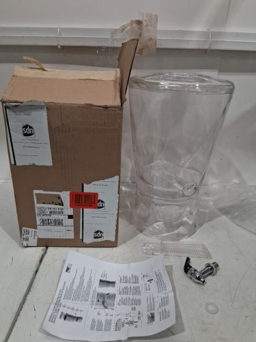 Creativeware Beverage Dispenser with Serving Tray Lid & Ice sleeves - 3.5GAL - Clear image 2