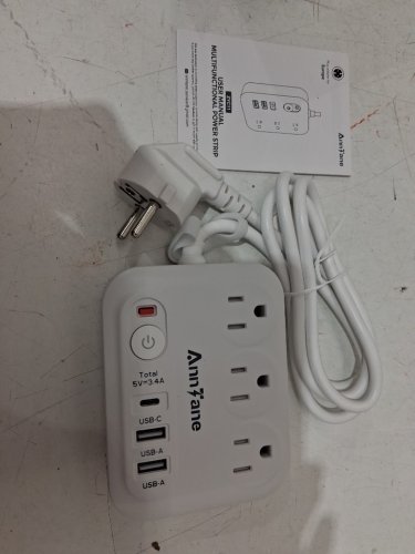 anntane *European plug* Surge Protector Power Bar with USB C 3 Outlets 3 USB Ports - 4ft - white (MODEL: zyc11) image 3