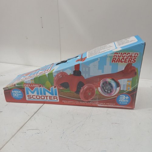 Rugged Racers Mini Deluxe Wheel Kick Scooter with Led and Adjustable Height 22" -27"-RED image 2