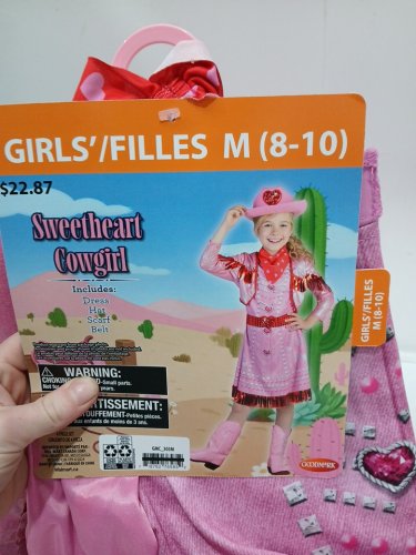 4pc girls fun world sweetheart cowgirl costume - MEDIUM 8-10 - pink red image 2