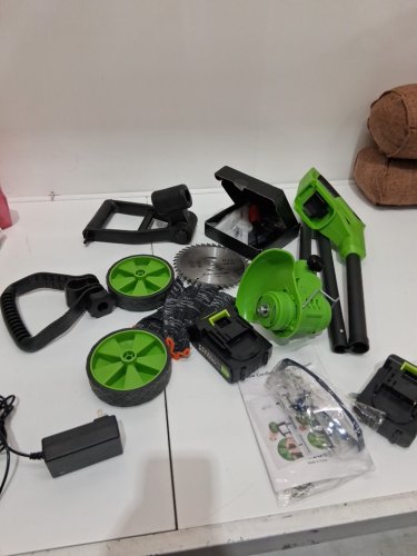 CORDLESS weed Wacker with 2 batteries - 3 types of blades - green image 3