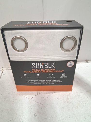 (2 PANEL) SUNBLK Total Blackout grommet Curtains - 52" x 108" (EACH) - WHITE (Model: 4595145) image 2