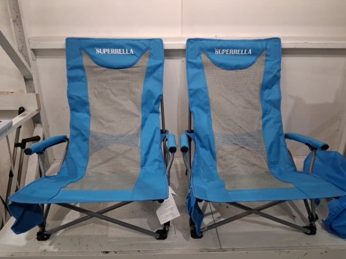 2pk superella portable folding low beach chair with cup holder - 400lbs max - blue - (model: scc2024-2) image 5