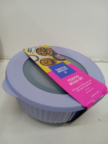 3PC Tabitha Brown Mixing Bowl Set - 5.9QT / 3.94QT / 2.5QT - Purple / Green / Blue image 2