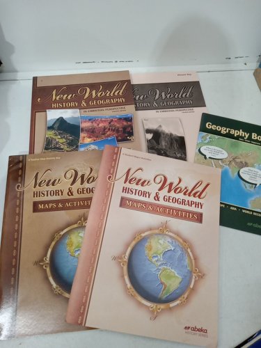 5PC Abeka New World History and Geography 6 Set with Workbook, answer key, maps, and activities image 2