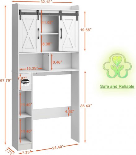 BonVache Over the Toilet Storage Cabinet with Sliding Doors - black (model:j3m014kh01d) image 2
