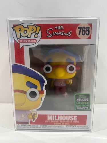 Funko pop! **2020 spring convention** Television: the simpsons - milhouse vinyl figure (#765) **plastic protector cover** image 2