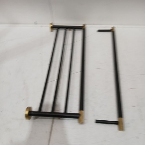 Dual Tier bathroom Towel Rack - 20" x 12" - black/gold image 4