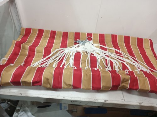american modern outdoor quilted hammock - 144" x 55" - 450lbs max - red/brown (model: hmqfh008) image 3