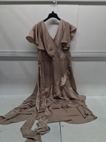 Womens City Chic Flirty Jen Flutter Sleeve Maxidress - SMALL -TAUPE image 3