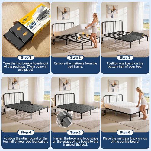 mylifesion bunkie board, under-mattress wooden bed support boards - king (76" x 80") - black - (model: bkbml0101b) image 2