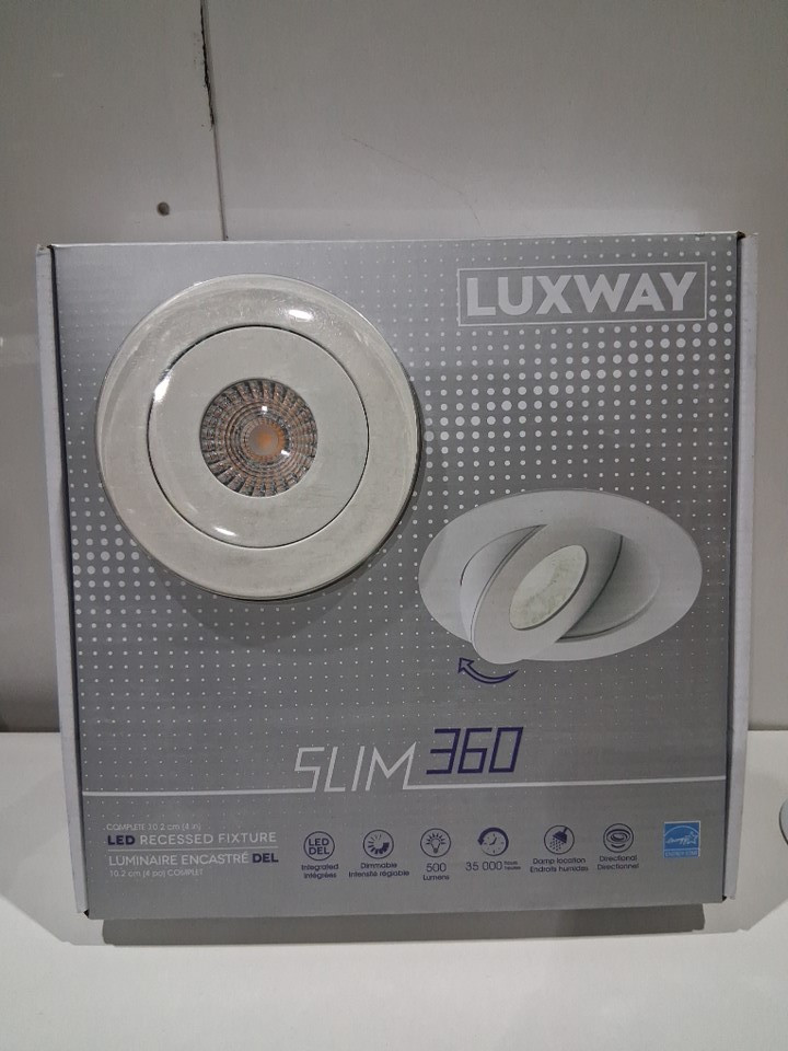 LUXWAY slim 360 led recessed directional and dimmable fixture - suitable for damp locations - 3000k soft white - 4" - matte white finish - (model: luxslm2d4w) image 2